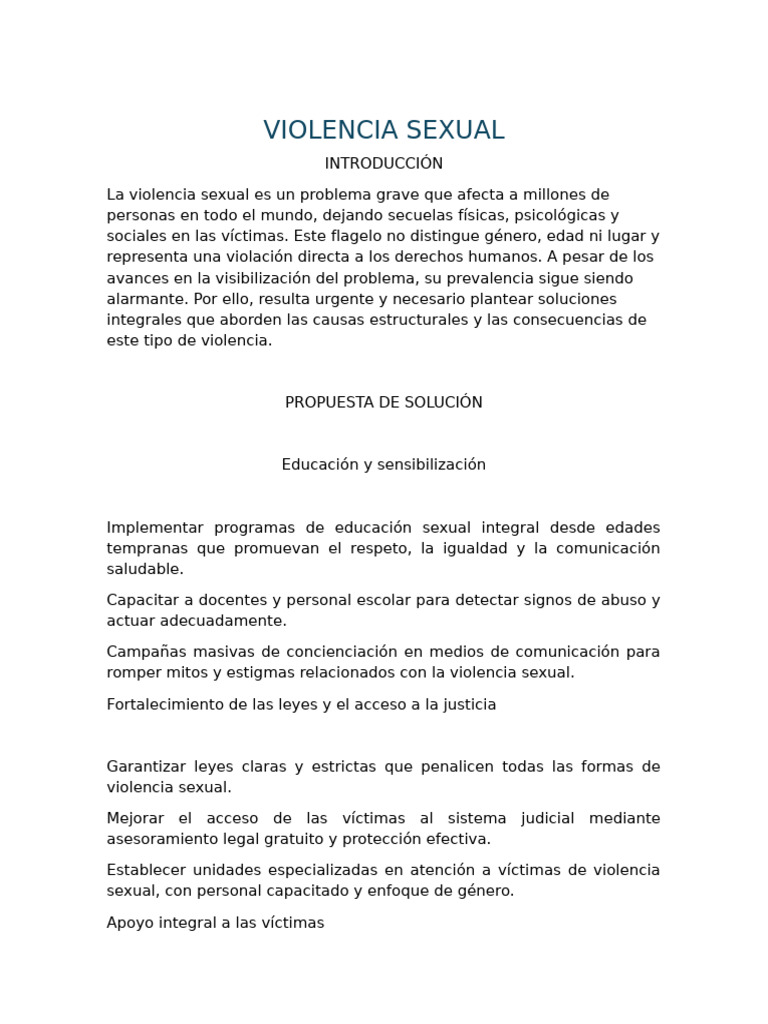 Soluciones para Erradicar la Violencia Sexual | PDF | Violencia ...