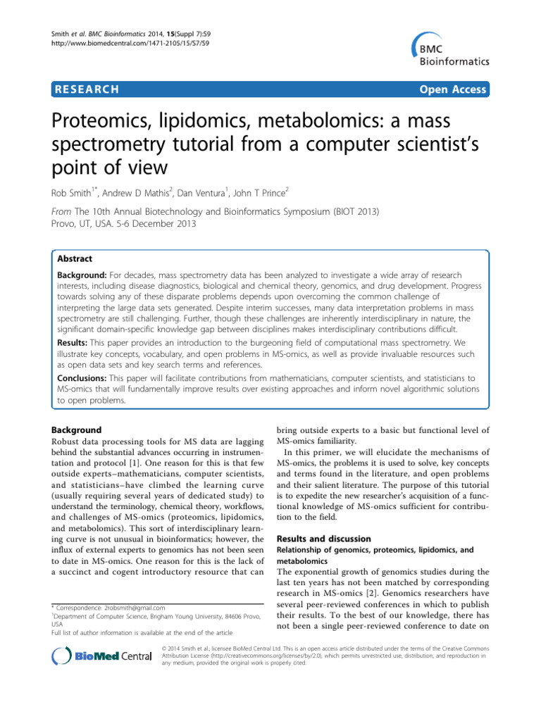 Proteomics, Lipidomics, Metabolomics A Mass | PDF | Mass Spectrometry ...