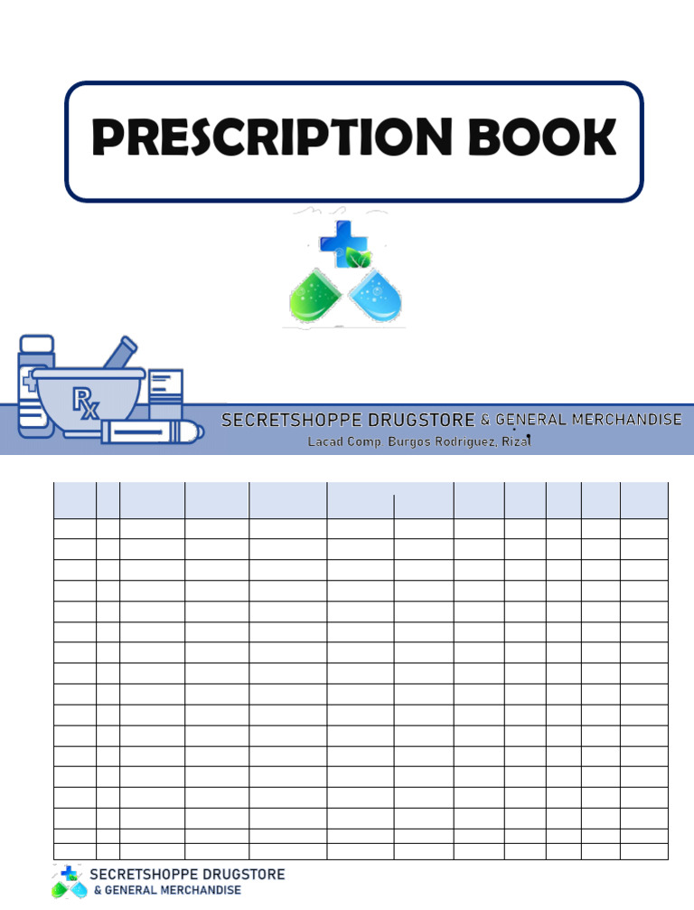 Prescription Book Format for Pharmacies | PDF