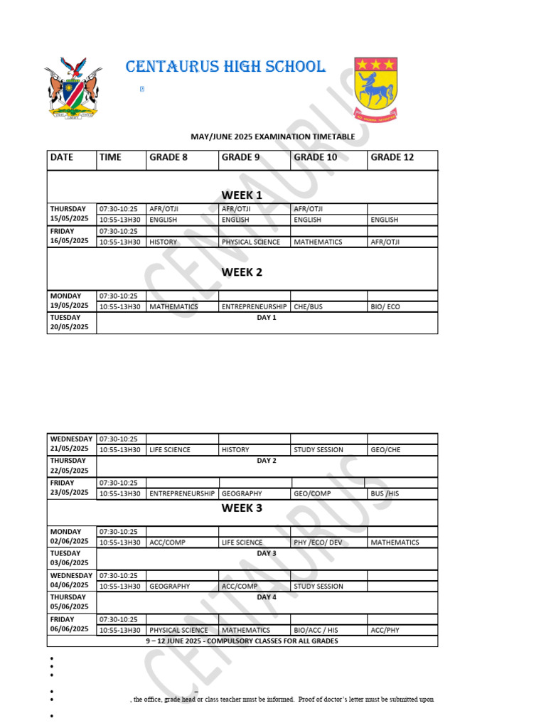 May/June 2025 Exam Timetable | PDF | Secondary Education | Educational ...
