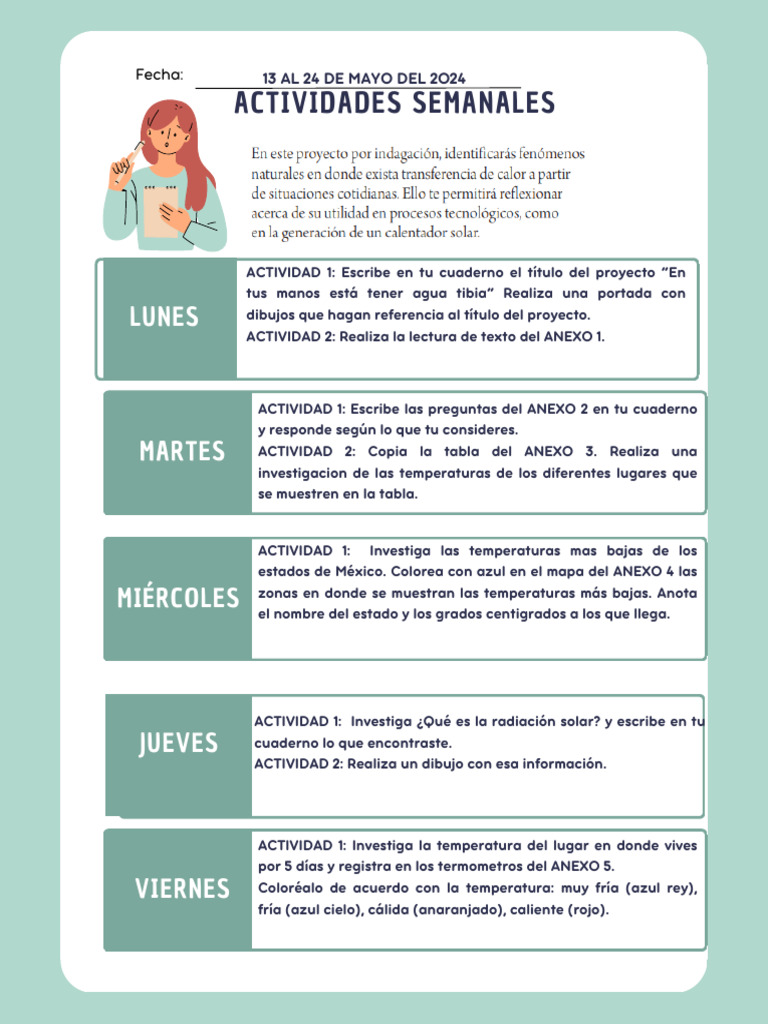 Plan de Clases 13 Al 24 de Mayo 2024 | PDF | Calor | Temperatura