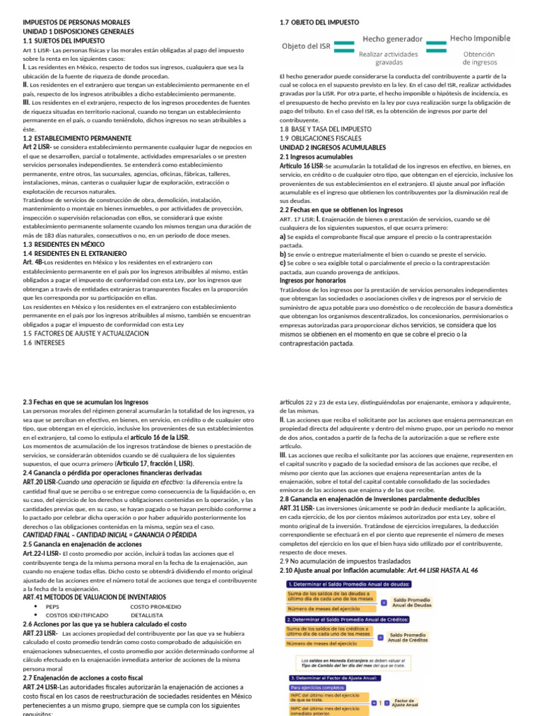 Impuestos sobre la Renta para Personas Morales | PDF | Impuesto sobre ...