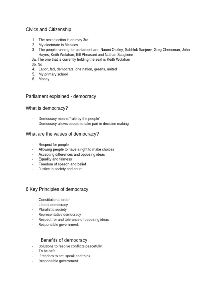 Civics and Citizenship (1) | PDF | Voting | Bill (Law)