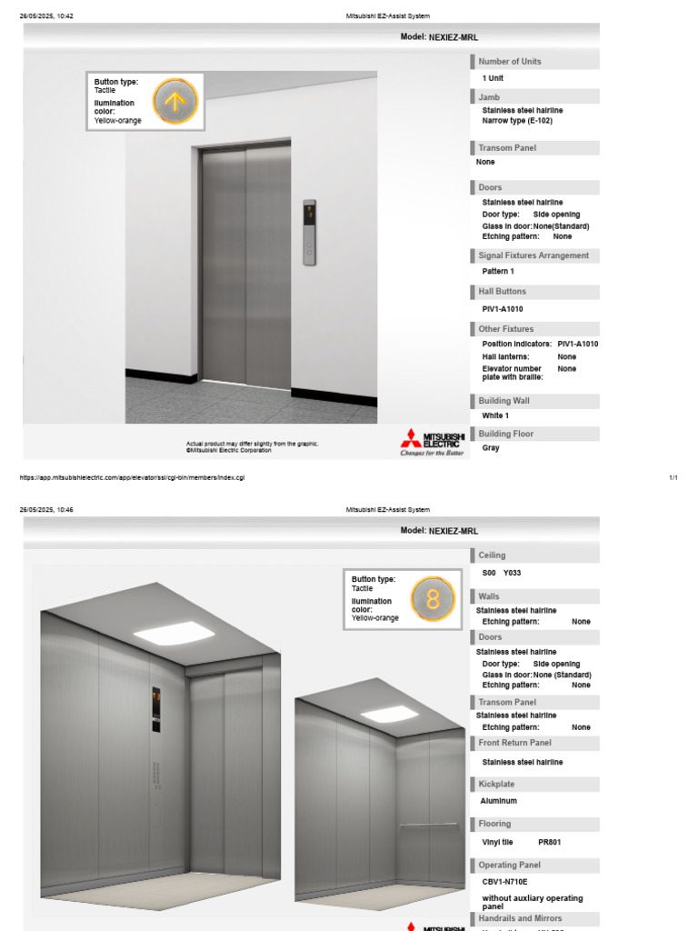 Mitsubishi NEXIEZ-MRL Elevator Specs | PDF | Door | Architectural Elements