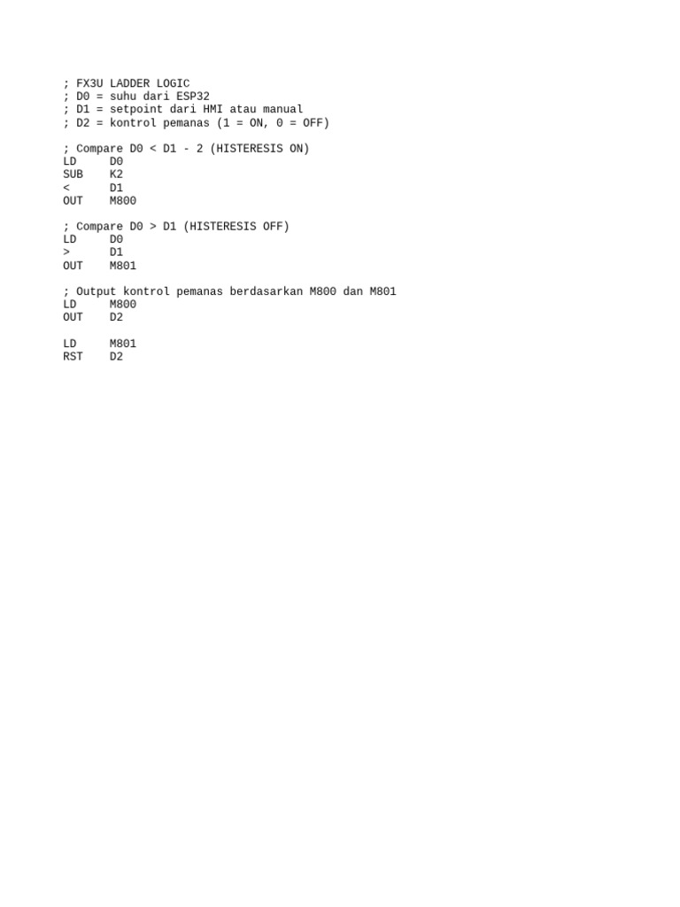 Kontrol Pemanas dengan Ladder Code | PDF