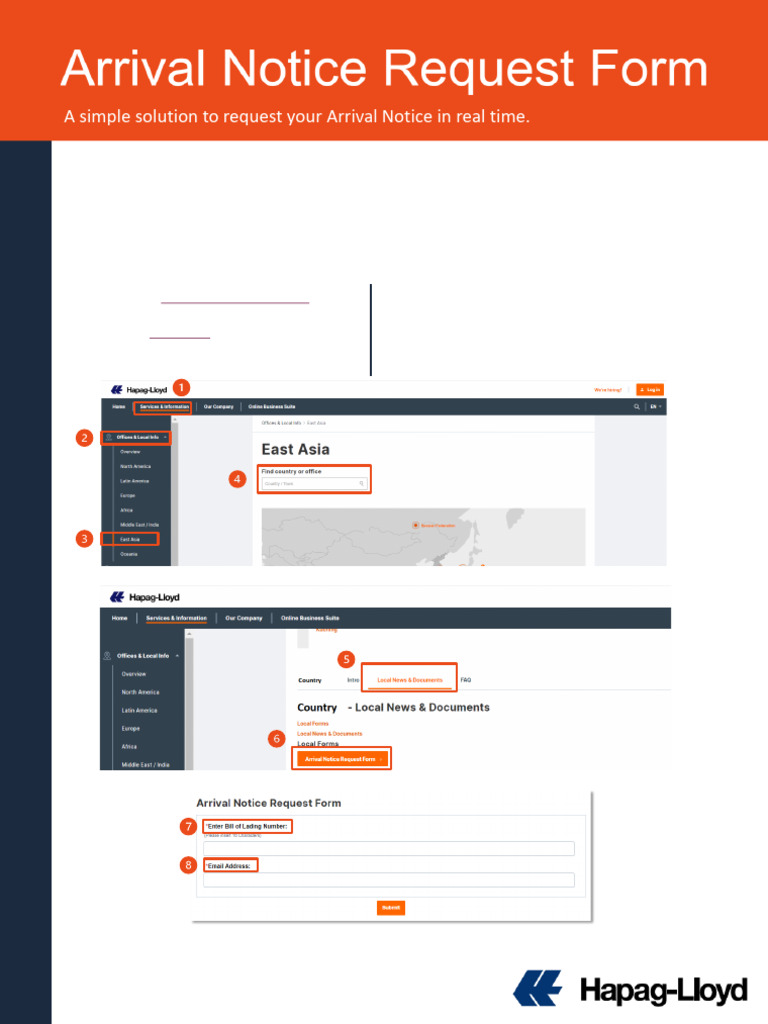 Arrival Notice Request Form | PDF