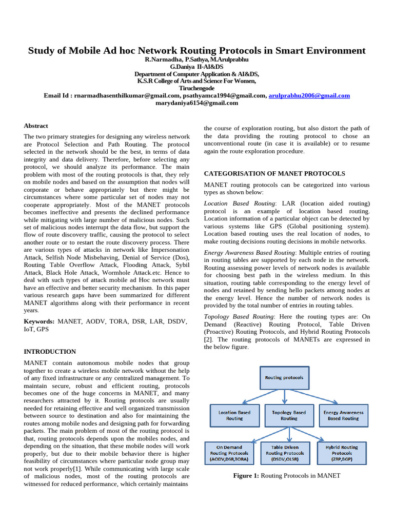 Study of Mobile Ad Hoc Network Routing Protocols in Smart Environment ...