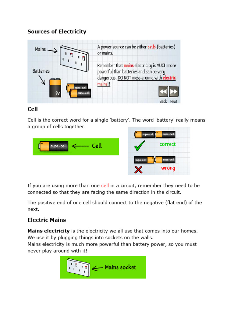 Electricity Circuits Note | PDF