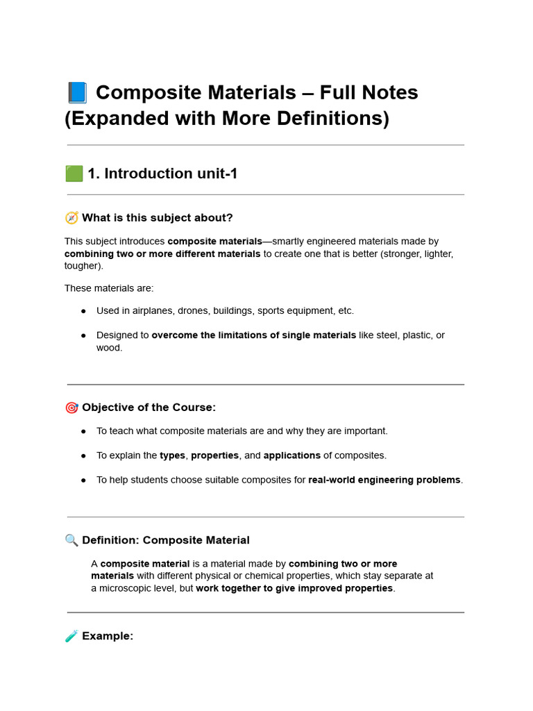 Composite Materials Overview and Applications | PDF | Composite ...