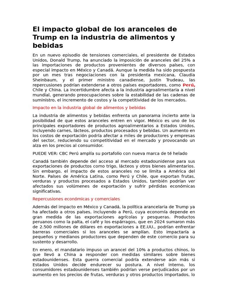 El Impacto Global de Los Aranceles de Trump en La Industria de ...