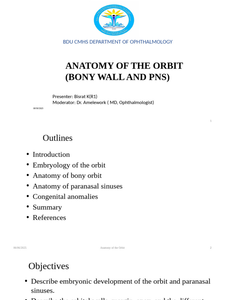 Anatomy of The Orbit Part 1 | PDF | Human Nose | Otorhinolaryngology