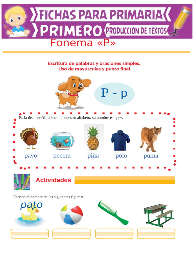 Fonema P para Primer Grado de Primaria | PDF