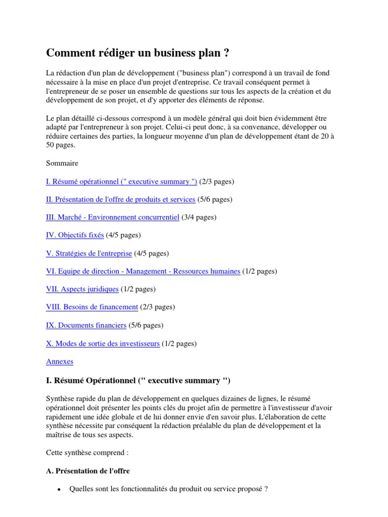 Business plan template free picture