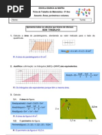 lista exercicio matematica 6 série área volume e perimetro