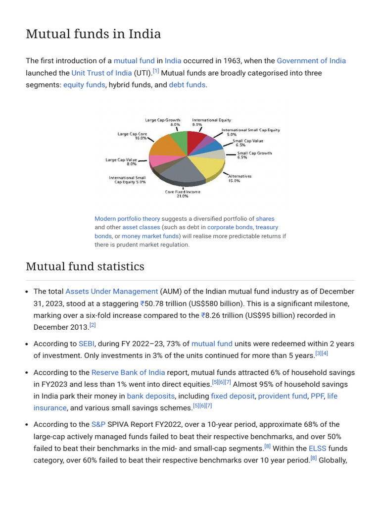 Mutual Funds in India - Wikipedia | PDF | Private Sector | Investing