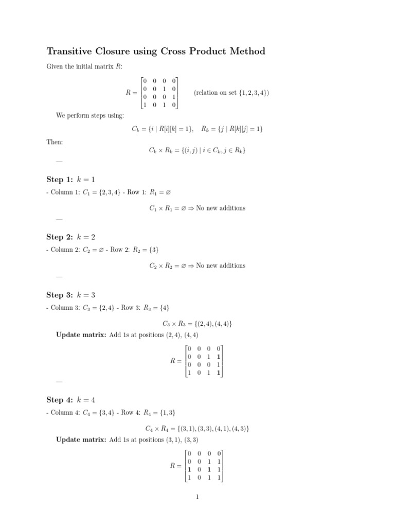 Warshall Transitive Closure | PDF | Linear Algebra | Algebra