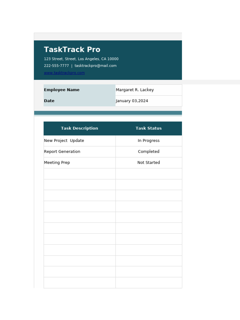 Daily Task Report Template | PDF