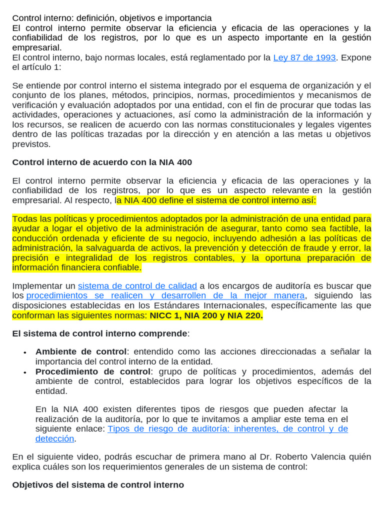 Control Interno Contenido | PDF | Contabilidad | Auditoría