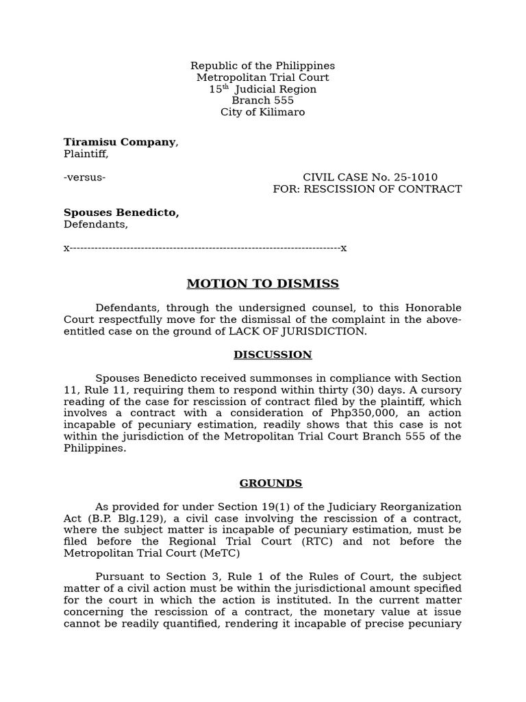 Motion to Dismiss Civil Case 25-1010 | PDF | Lawsuit | Judiciaries