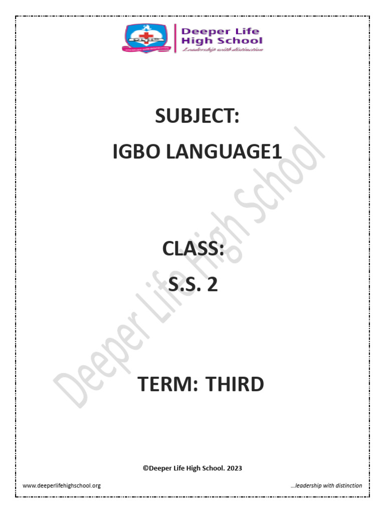 2023 Ss 2 Igbo 3rd Term E-Note Eddited | PDF
