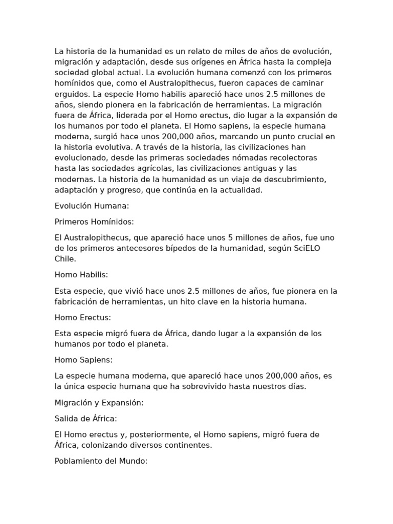 Evolución y Migración de la Humanidad | PDF | Homo | Humano