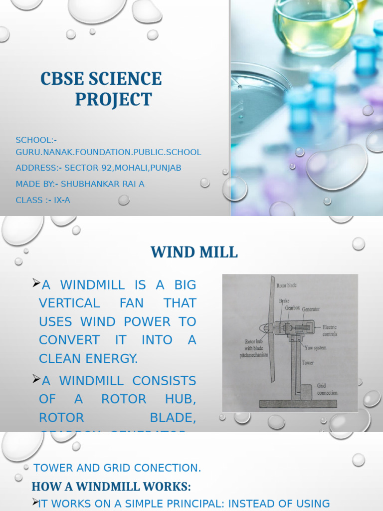 Windmill Science Project for CBSE | PDF | Wind Turbine | Wind Power