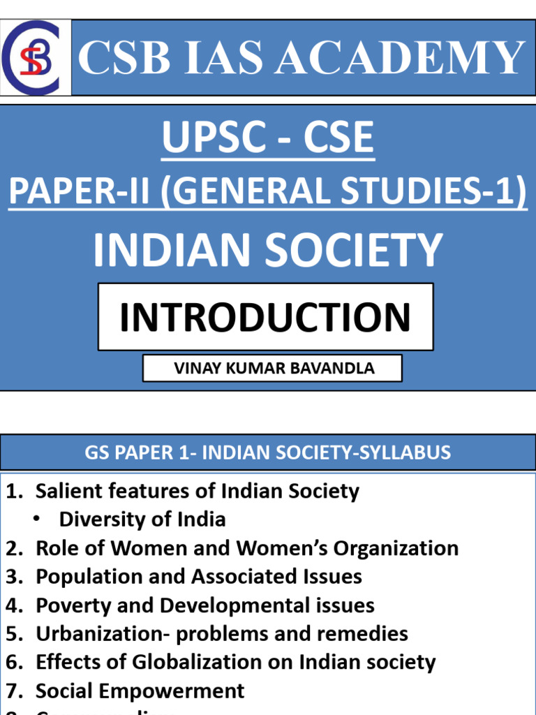 Indian Society Overview for UPSC CSE | PDF | Cost Of Living | Marriage