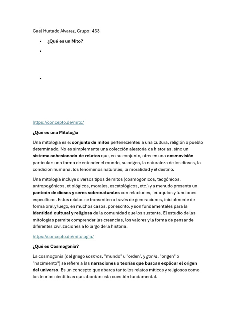 Ejemplo de mito antropogónico | PDF