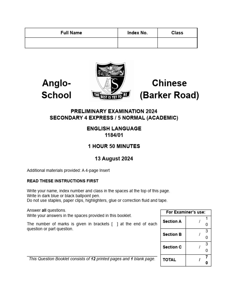 ACSBR 2024 Exam Schedule: English Language | PDF | Linguistics | Human ...