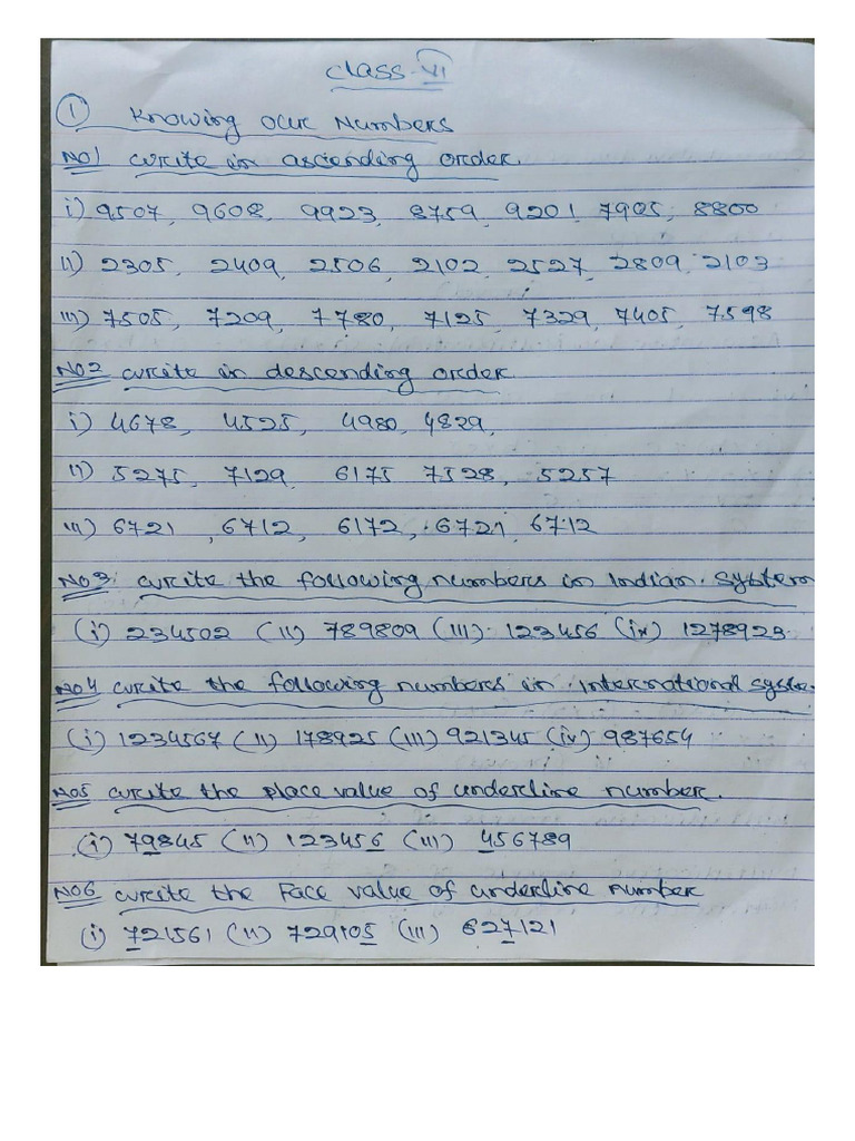 Class 6 Knowing Our Numbers | PDF