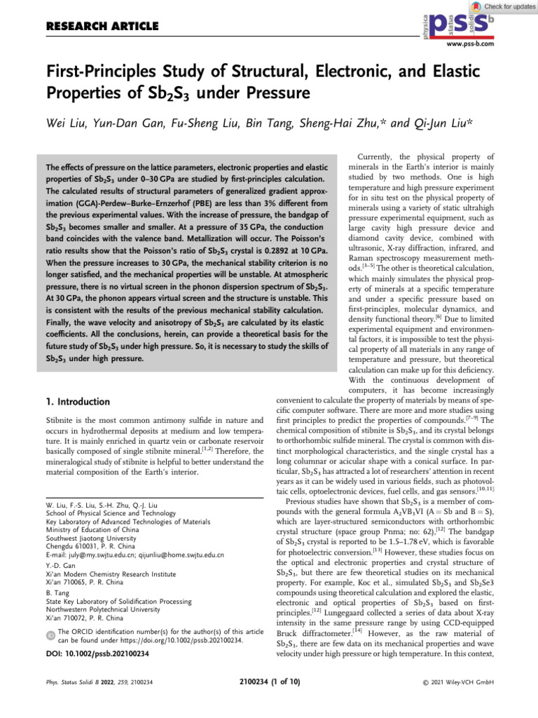 First-Principles Study of Structural, Electronic, and Elastic ...