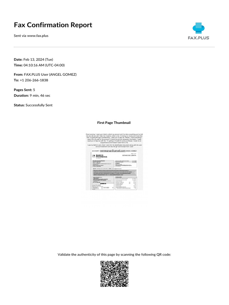 Report Fax To 12062661838 | PDF
