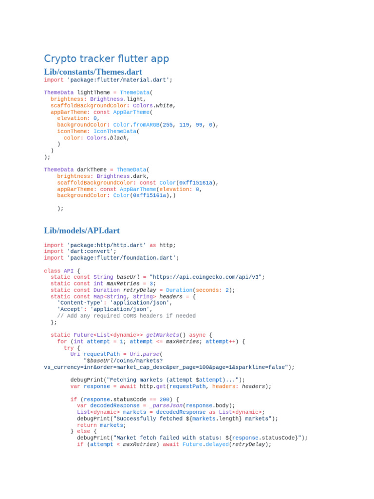 Flutter Crypto Tracker App Code | PDF | Computer Programming | Computing