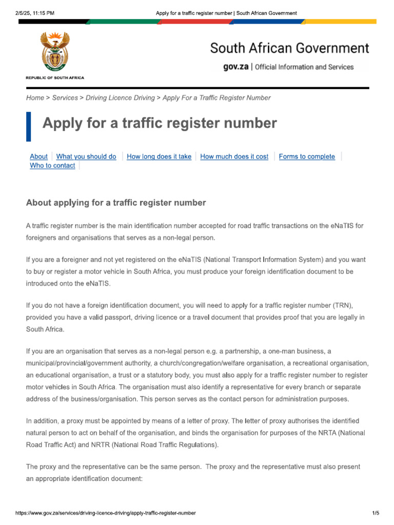 Registering A Car in SA As A Foreigner | PDF
