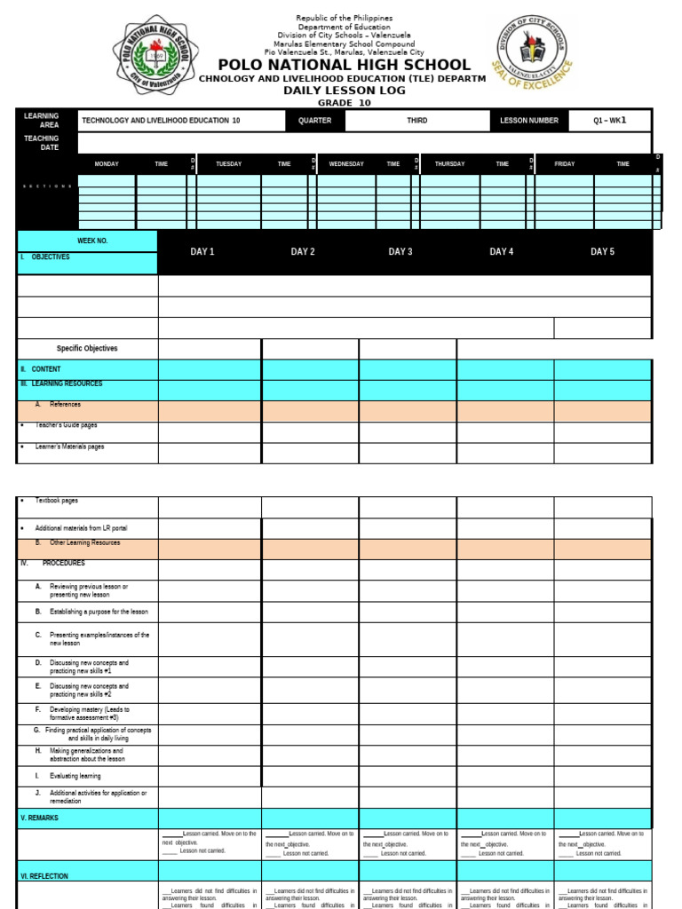 TLE Grade 10 Daily Lesson Log | PDF | Differentiated Instruction | Learning
