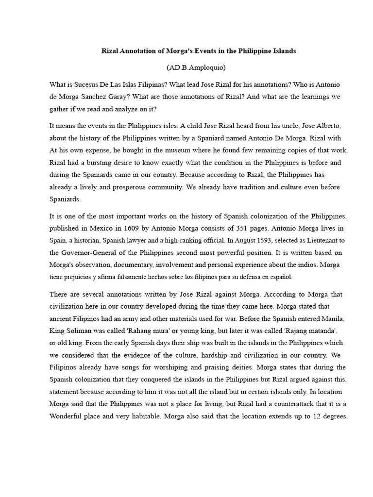 Rizal Annotation of Morga | PDF