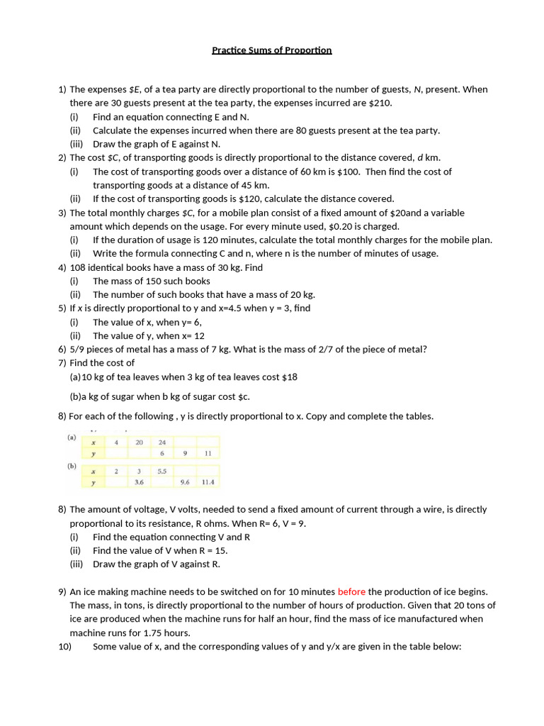 Proportionality Practice Problems | PDF | Frequency | Wavelength