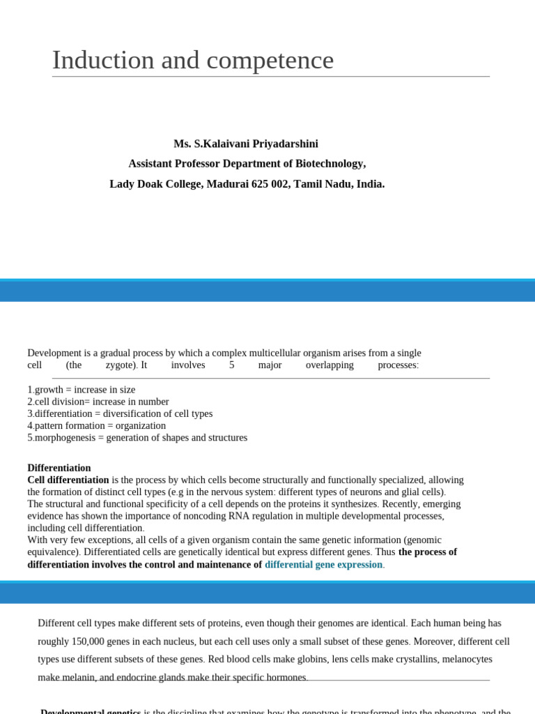 Induction and Competence in Development | PDF | Cell Signaling ...