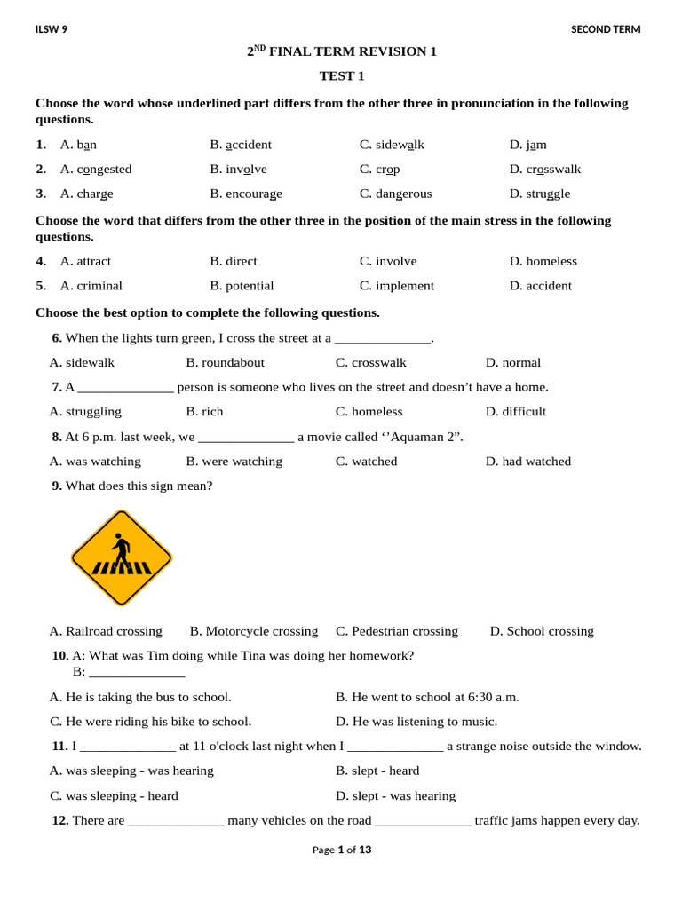 2ND Final Term Revision 1 1 Test | PDF | Air Pollution | Healthy Diet