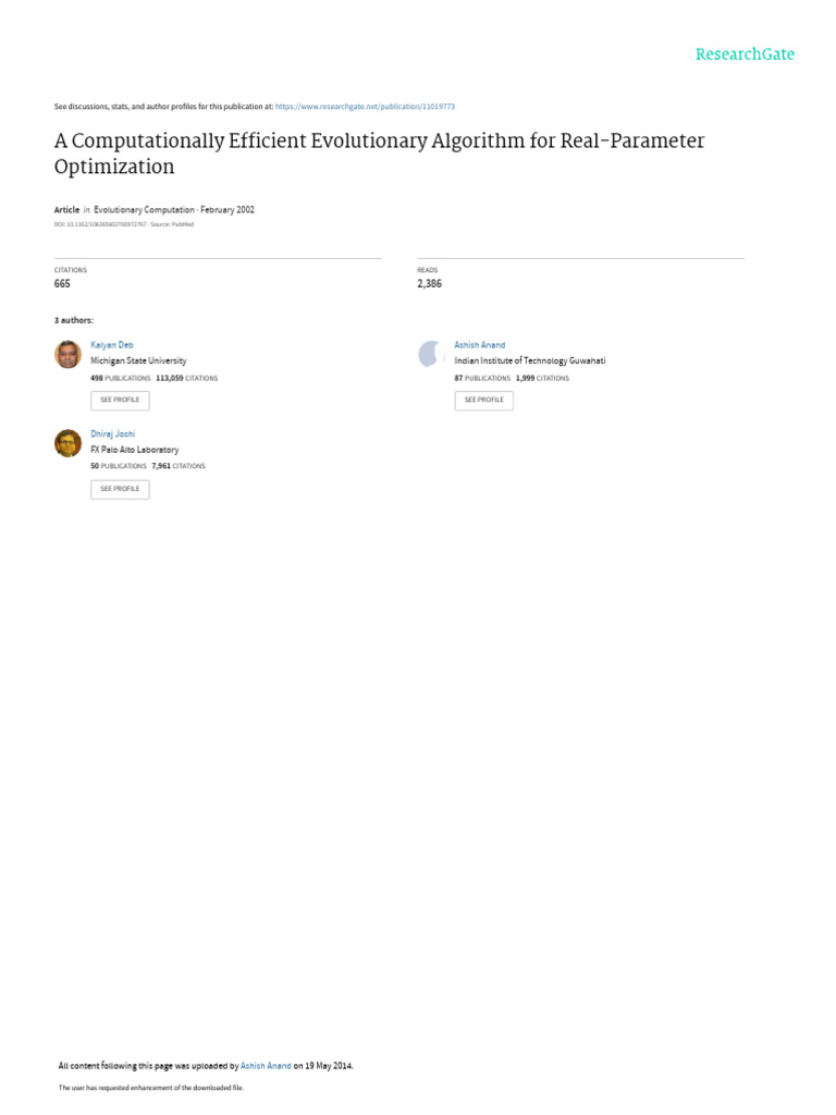 Efficient Evolutionary Algorithm for Optimization | PDF | Applied ...