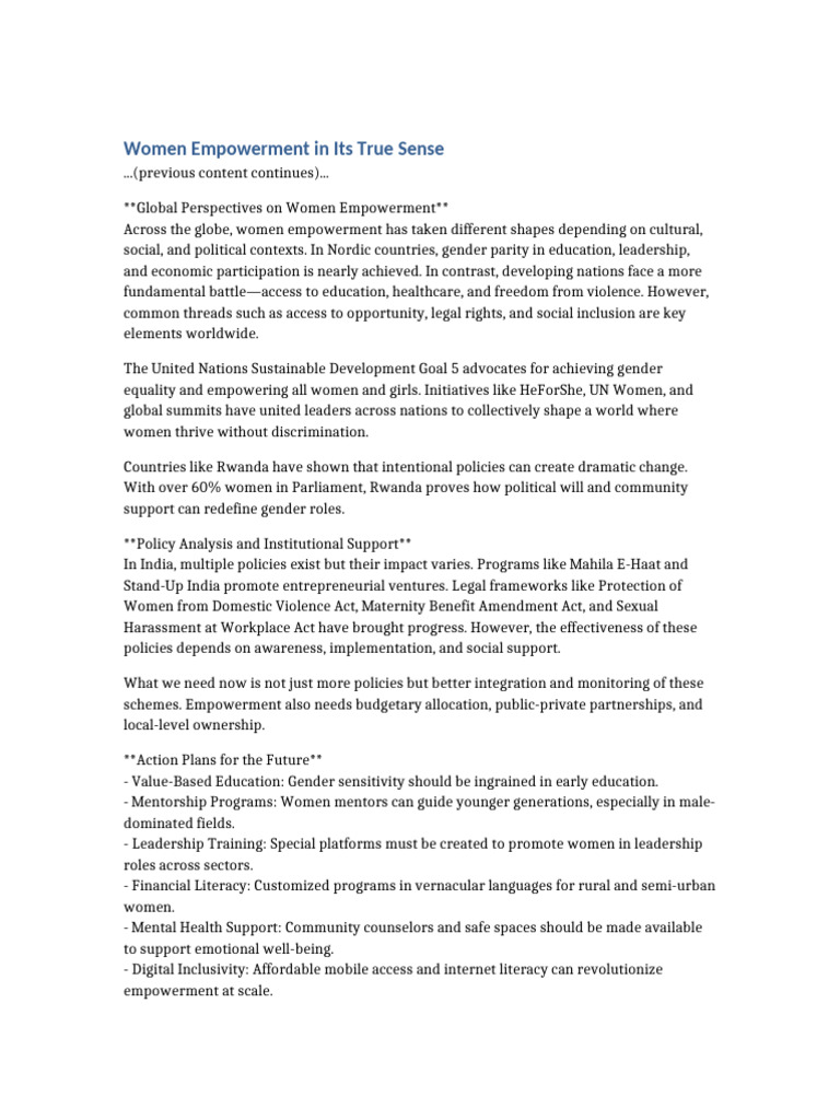 Global Insights on Women Empowerment | PDF | Gender Studies | Gender ...