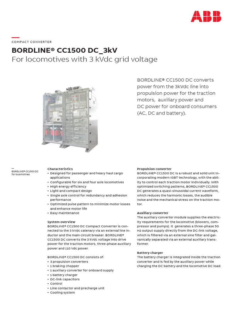 BORDLINE® CC1500 DC Converter Overview | PDF | Direct Current | Locomotives