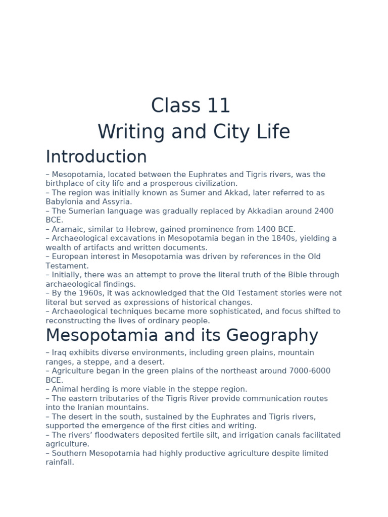 Mesopotamia: Birth of Urban Life | PDF | Mesopotamia | Sumer