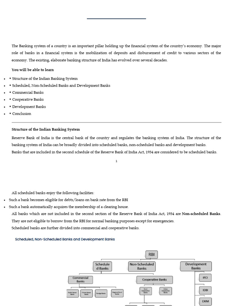 Module-III, Indian Banking System | PDF | Banks | Reserve Bank Of India
