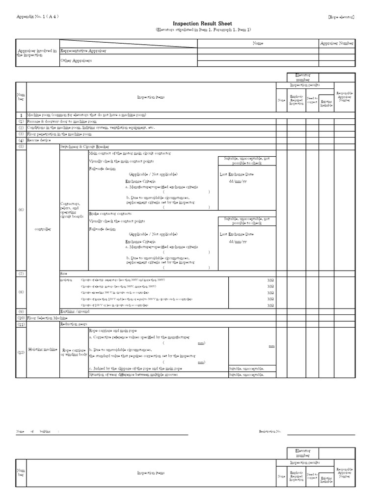 2C6 en Sample of Inspection Format 04APR25 | PDF | Elevator ...