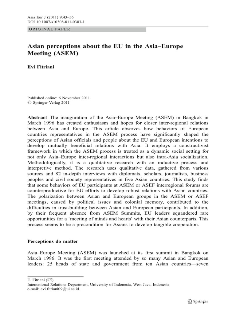 Asian Views on EU in ASEM Forums | PDF | Qualitative Research | Data