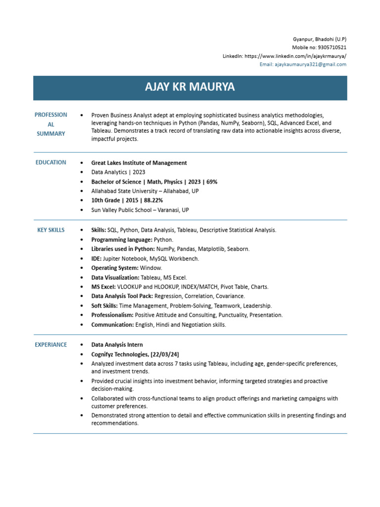 Ajay Kumar Maurya Business | PDF | Data Analysis | Analytics
