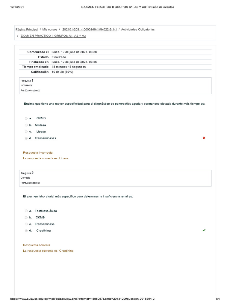 Examen Practico Ii Grupos A1, A2 y A3 | PDF | Biomoléculas ...