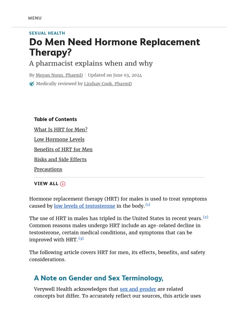 Hormone Replacement Therapy for Men | PDF | Hormone Replacement Therapy ...