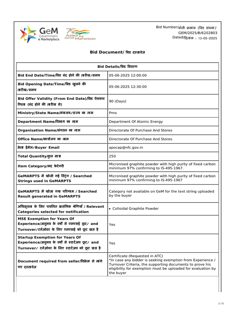 GeM Bidding 7809212 | PDF | Procurement | Prices